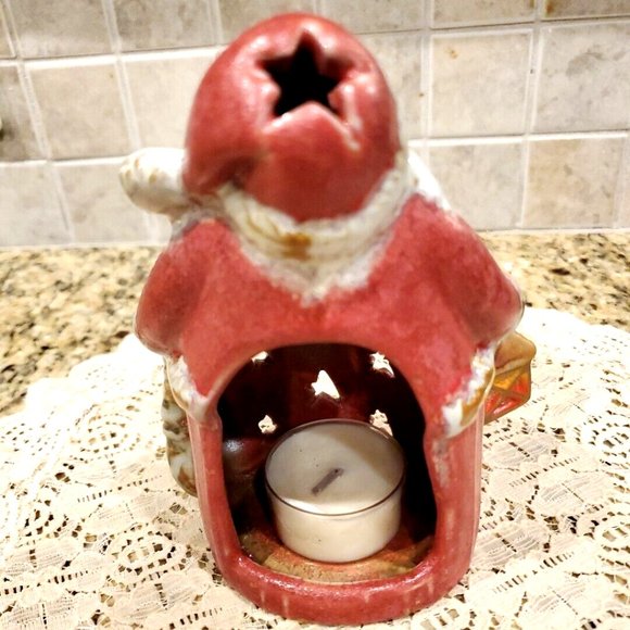 Ceramic Pottery Santa Tealight Candle Holder Glazed ~ Hand Painted - Picture 3 of 3